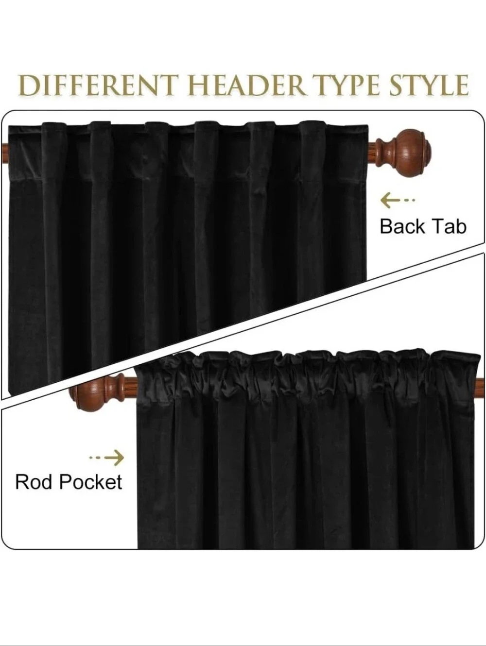 Black Velvet Curtain Panels - 52